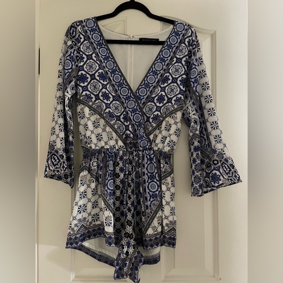 White Fox Boutique Moroccan Collection *limited* Blue Playsuit/Romper - Picture 3 of 7